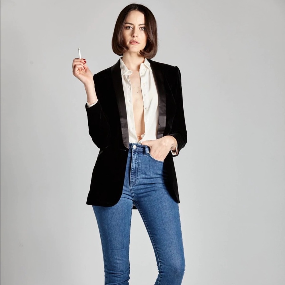 L'école Des Femmes Black Serge Smoking Jacket